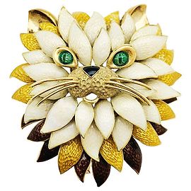 Spilla Fred "Chat" in oro giallo e smalti. Altro
