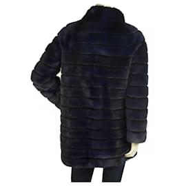 Manzari-Chaqueta de corte moderno azul medianoche de piel de visón y visón de terciopelo Manzari 42-Azul oscuro