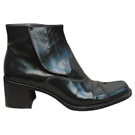 Prada Leather Ankle Boots Black 38.5 Black