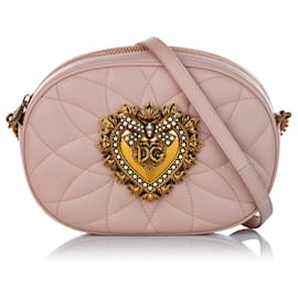 Bolsa de couro Dolce & Gabbana Pink Mini Devotion Rosa