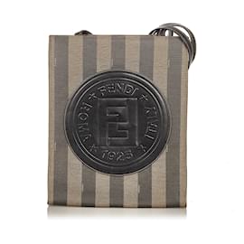 Fendi-Fendi Brown Pequin Tote Bag-Brown,Dark brown