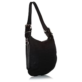 Fendi-Fendi Black Animal Print Oyster Canvas Shoulder Bag-Black