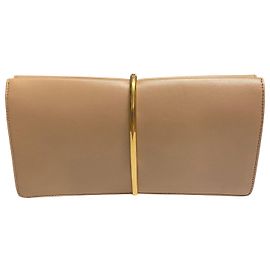 Bolsa Nina Ricci Arc Clutch em Couro Bege Bege