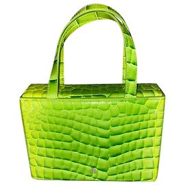 Amina Muaddi Giorgia Ombre Cocco em Couro Verde Verde