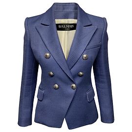 Blazer Petto foderato Balmain in viscosa blu Blu Blu chiaro