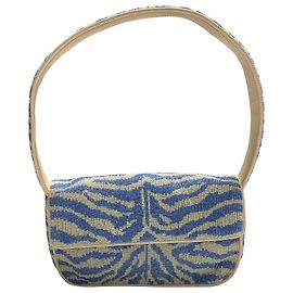 Staud Tommy Borsa con perline a righe blu e bianche Blu