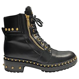 Balmain-Balmain Army Ranger Boots in Black Leather-Black