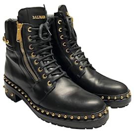 Balmain-Balmain Army Ranger Boots in Black Leather-Black