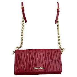 Miu Miu Quilted Nappa Leather Handbag Ruby Red Red