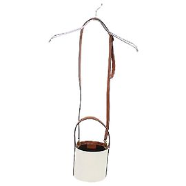 [Usagé] STAUD / 2façon sac seau en cuir de toile dames marron x blanc à la mode Marron Blanc
