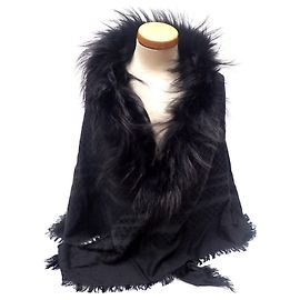 Gucci Horsebit-Fuchsfell-Schal Schwarz