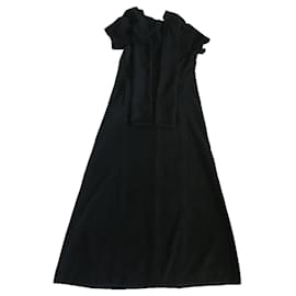Yohji Yamamoto-Robe longue en laine noire Yohji Yamamoto-Noir