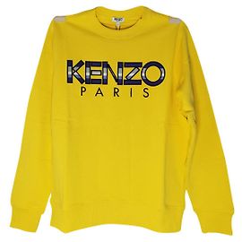 Kenzo besticktes gelbes Baumwollsweatshirt Schwarz Weiß Gelb Dunkelviolett