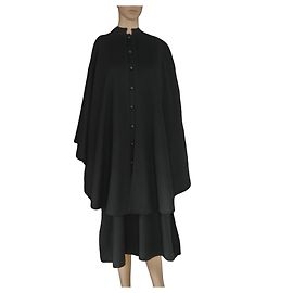 Yves Saint Laurent Black Wool Cape Coat Black