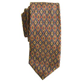 Yves Saint Laurent Seta Rosso Blu Giallo Rombo Geometrico Cravatta Al Collo Cravatta Multicolore
