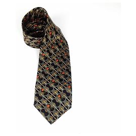 Yves Saint Laurent YSL Silk Grey Yellow Violin & Roses Neck Tie Corbata Multicolor