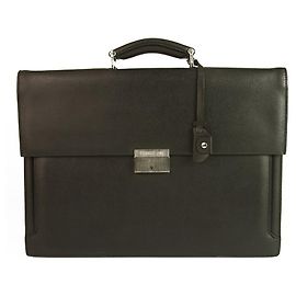 Cerruti 1881 Black Leather Men’s Briefcase Go to Work Office Bag Handbag Black