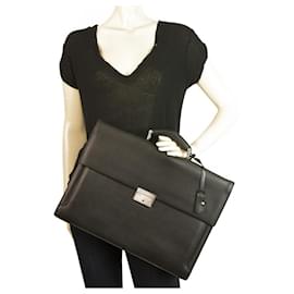 Cerruti 1881-Cerruti 1881 Black Leather Men’s Briefcase Go to Work Office Bag Handbag-Black
