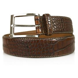 JOOP! Cinto de couro masculino em relevo croco marrom com. Tamanho da fivela Silver Tone 95 Marrom