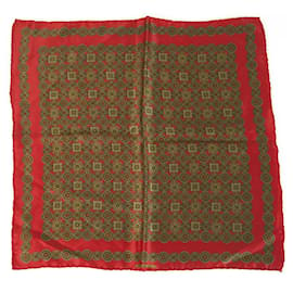 Autre Marque-Stefano Ricci Silk Brown & Red Geometric Pattern Men’s Pocket Square Scarf-Brown,Red