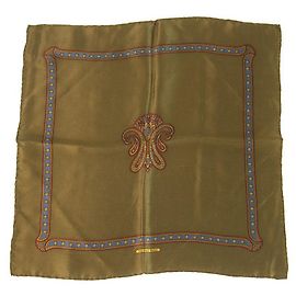Autre Marque Stefano Ricci Silk Brown Paisley Pattern cachecol quadrado masculino Marrom