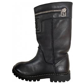 Chanel biker boots Black