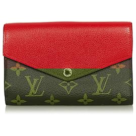 Louis Vuitton-Louis Vuitton Brown Monogram Pallas Compact Wallet-Brown,Red