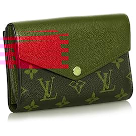 Louis Vuitton-Louis Vuitton Brown Monogram Pallas Compact Wallet-Brown,Red