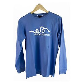 Brook Brothers Brooks Brothers Hellblau Langarm Baumwoll-T-Shirt Logo Herren Top Größe L Blau