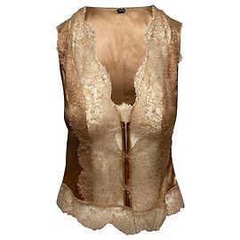 Top de renda Tom Ford em cetim bege Bege