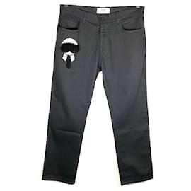 Fendi-Fendi Karlito Boyfriend jeans in black cotton with Karl on pocket-Black