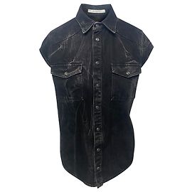 Givenchy Short Sleeved Denim Jacket in Black Cotton Black