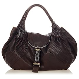 Fendi-Fendi Brown Spy Leather Handbag-Brown,Dark brown