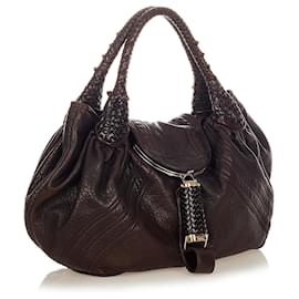 Fendi-Fendi Brown Spy Leather Handbag-Brown,Dark brown