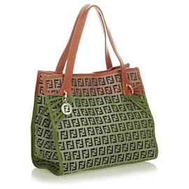 Fendi-Fendi Brown Zucchino Canvas Tote Bag-Brown