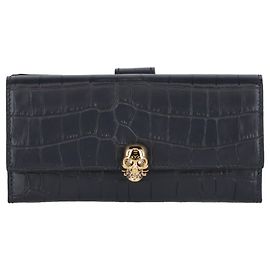 Alexander Mcqueen Cartera Continental Skull de piel Azul