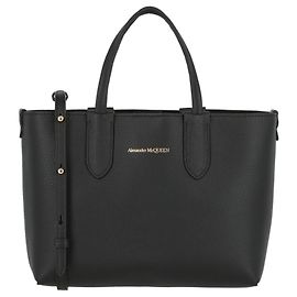Alexander Mcqueen Mini bolsa de couro para compras Preto