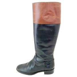 [Used] Tod's Long Boots 36 1/2 Ladies Good Condition-Black x Dark Brown Black Dark brown