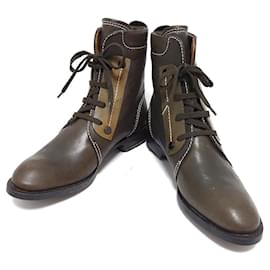 Tod's-[Used] Tod's Short Boots 35 1/2 Ladies-Khaki Lace Up-Khaki
