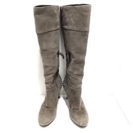 Tod's-[Used] Tod's Long Boots 37 Ladies-Gray Beige Suede-Beige