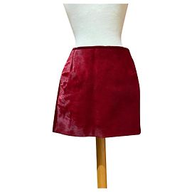 Autre Marque Tricot Chic Red Leather Mini Skirt Size 38 Red