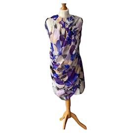 Diane Von Furstenberg-Vestido de seda Aurella drapeado assimétrico DvF-Multicor