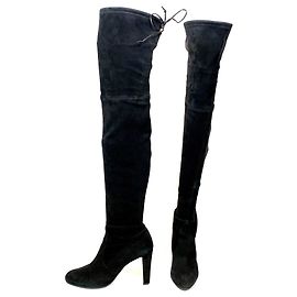 Stuart Weitzman over-knee boots in black suede Black