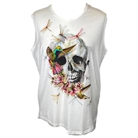 Alexander Mcqueen-Alexander McQueen singlet top in cream with print-Multiple colors