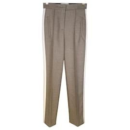 Fendi-Fendi pants in beige wool with cream satin side bands-Brown