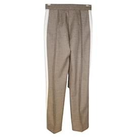Fendi-Fendi pants in beige wool with cream satin side bands-Brown