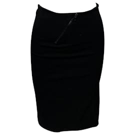 Alexander Mcqueen-Alexander McQueen Pencil Skirt in Black Polyester-Black