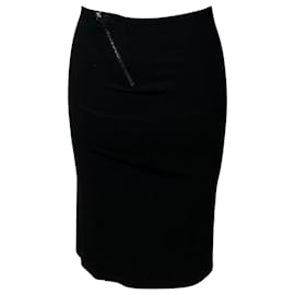 Alexander Mcqueen-Alexander McQueen Pencil Skirt in Black Polyester-Black