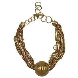 Colar gargantilha Bottega Veneta em multifilamento dourado com prata 925 pingente de bola Dourado Metálico