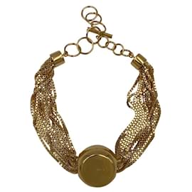 Bottega Veneta-Bottega Veneta choker necklace in multi strand gold-tone with silver 925 ball pendant-Golden,Metallic